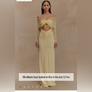 Meshki Rafaella slinky and mesh maxi dress lemon